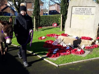 Paying respects at a War Memorial